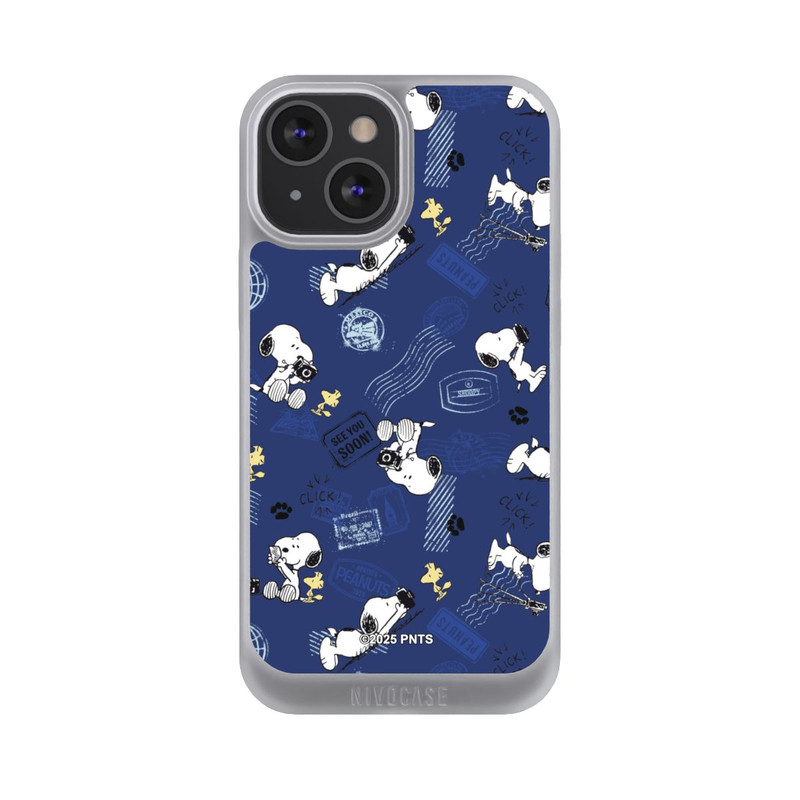 iPhone 13 Mini NIVOpure Peanuts Travel Stamps Pattern Blue