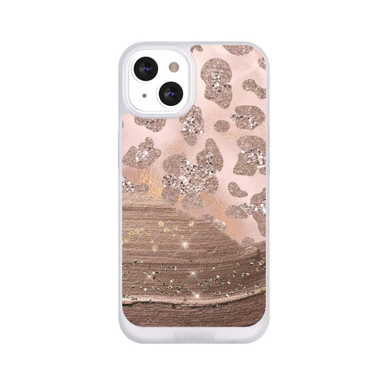 iPhone 13 NIVOpure Silberner Leoparden Glitzerlook
