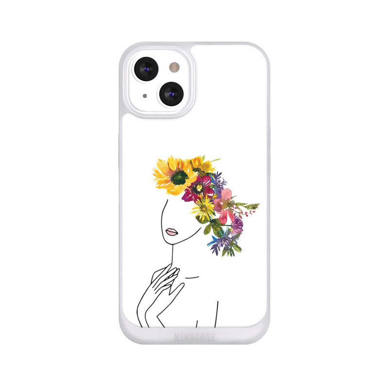 iPhone 13 NIVOpure Line Art Frau mit Blumenkrone
