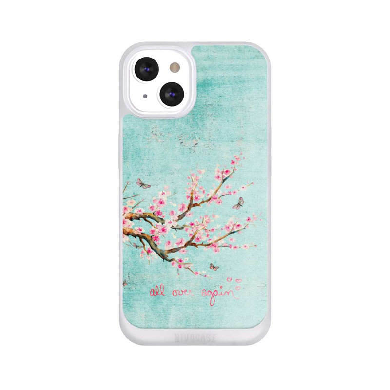 iPhone 13 NIVOpure Motif d'arbre en fleurs de cerisier bleu