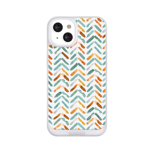 Apple iPhone 13 NIVOpure Elegantes Herbstchevron Blau Orange