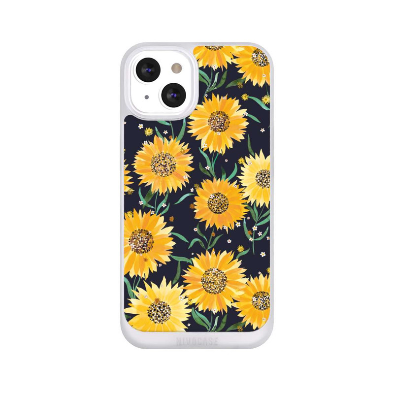 iPhone 13 NIVOpure Fleurs de Tournesol sur Fond Noir
