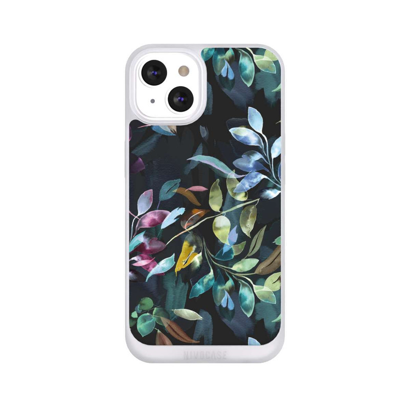 iPhone 13 NIVOpure Mystische Aquarellblätter schwarz