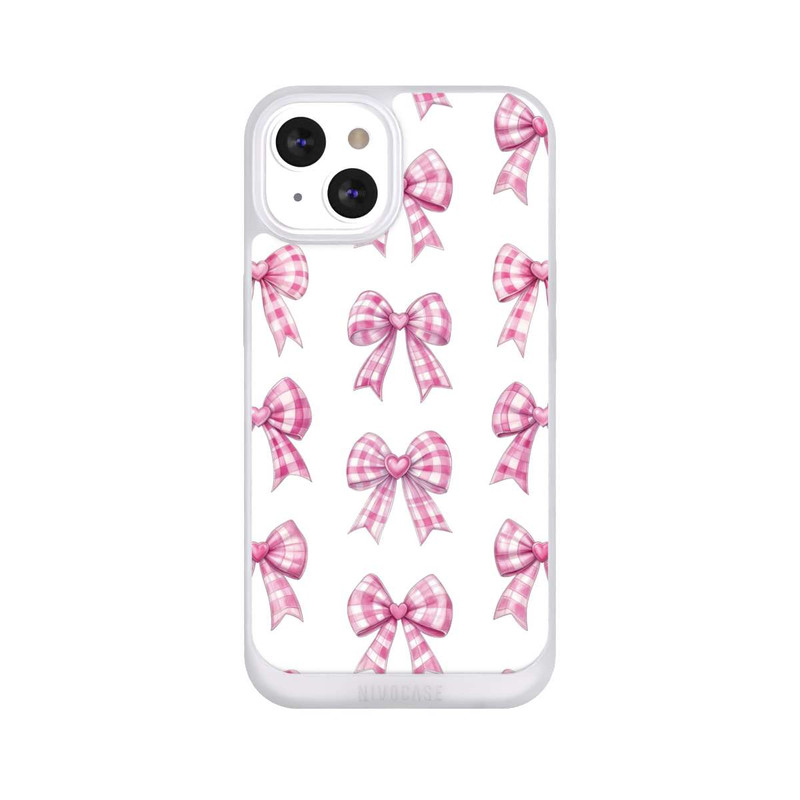iPhone 13 NIVOpure Pinke Gingham Herzen und Schleifen mit KI