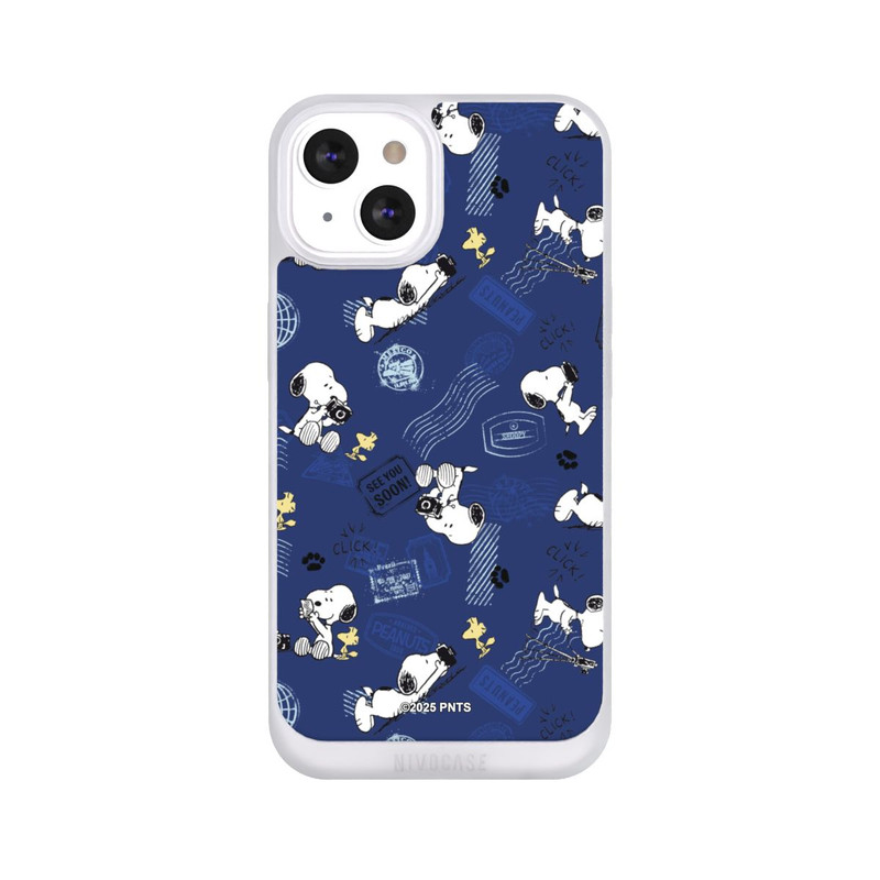 iPhone 13 NIVOpure Peanuts Travel Stamps Pattern Blue