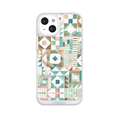 Apple iPhone 13 NIVOpure Geometric Blocks Retro Vintage Patchwork Green