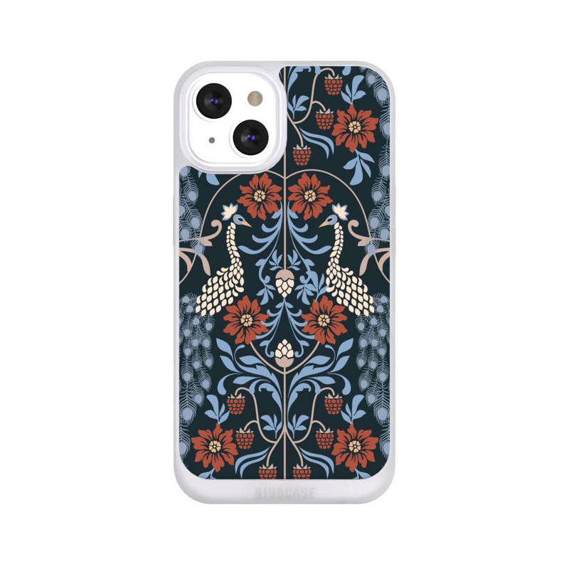 iPhone 13 NIVOpure Vintage Peacock Garden Arts and Crafts Floral Dark