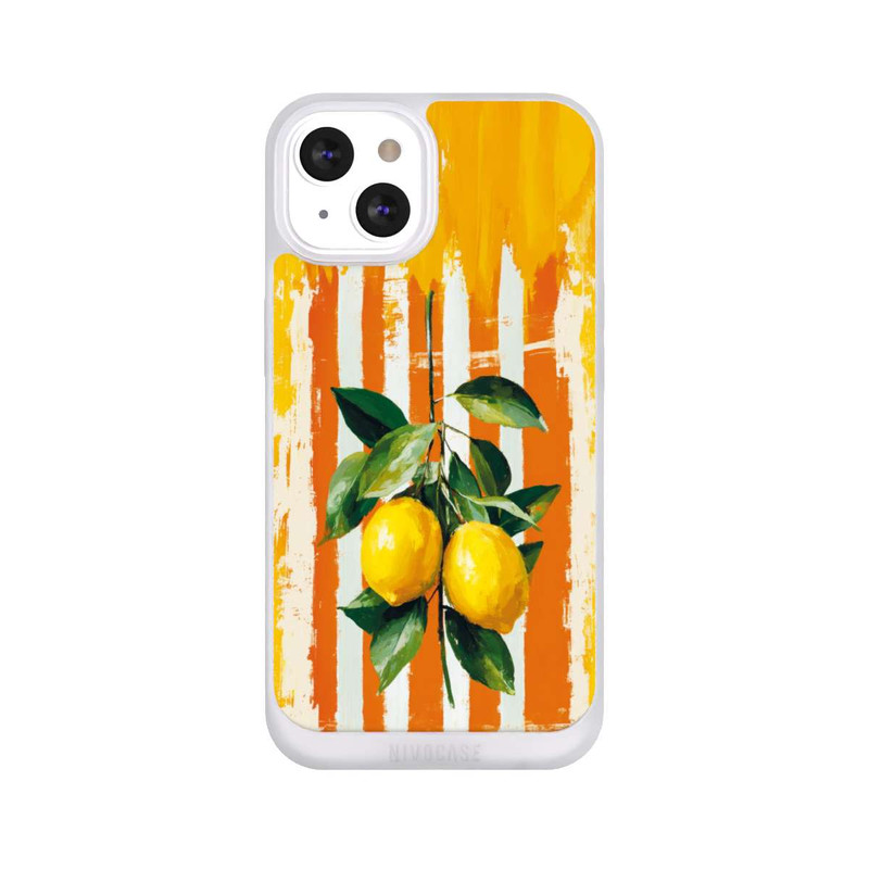 iPhone 13 NIVOpure Zitronen auf gestreiftem Hintergrund Sommer mit KI