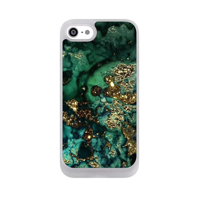 iPhone SE 2022 NIVOpure Cyan Glitzer Marmorlook