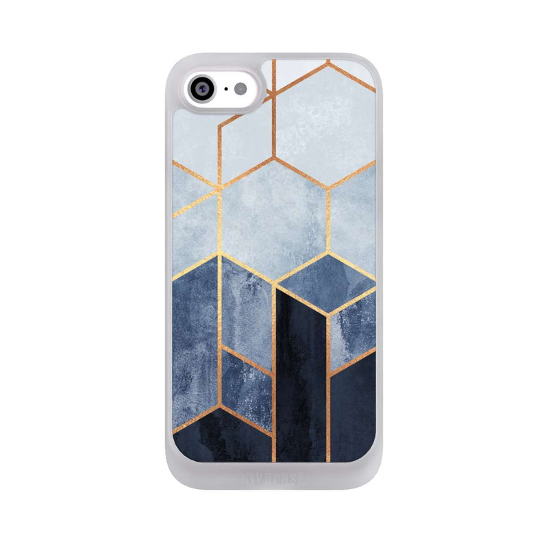 iPhone SE 2022 NIVOpure Blauer Farbverlauf Sechsecke Golddruck