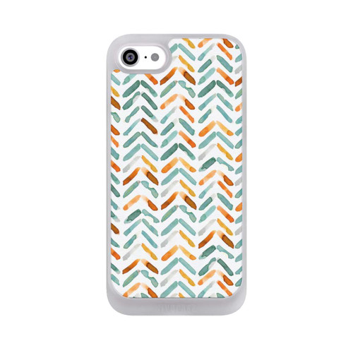 Apple iPhone SE (2022) NIVOpure Élégant Automne Chevron Bleu Orange