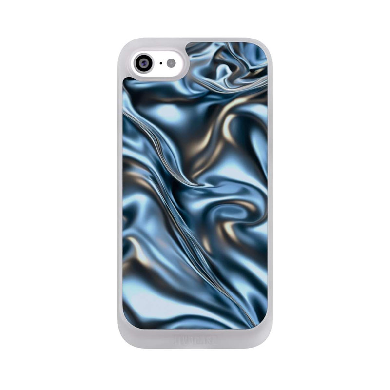 iPhone SE 2022 NIVOpure Glänzender Stoff Chrome Metallic Blau mit KI