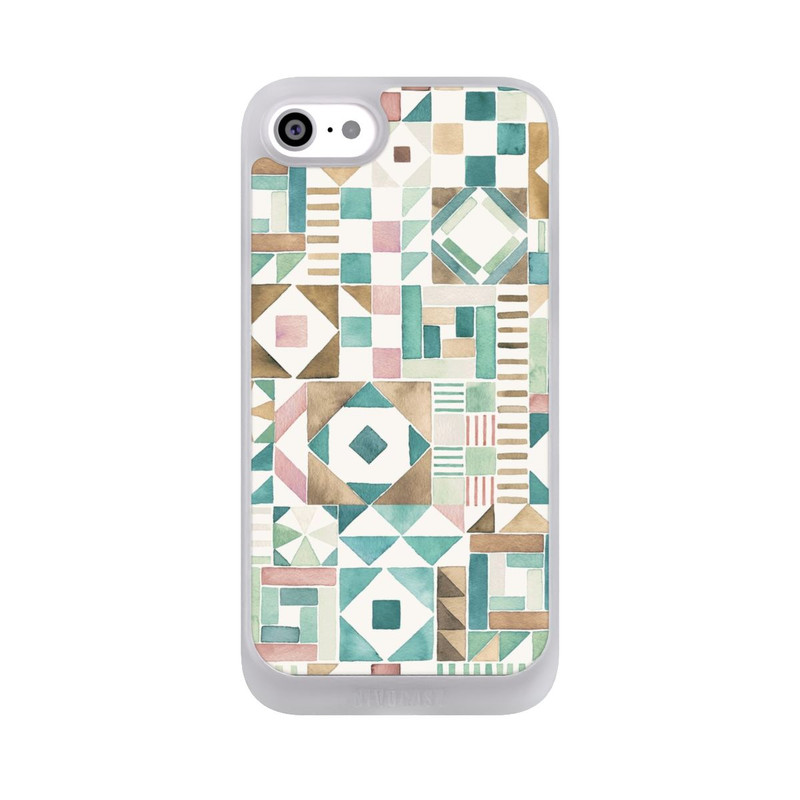 iPhone SE 2022 NIVOpure Geometric Blocks Retro Vintage Patchwork Green