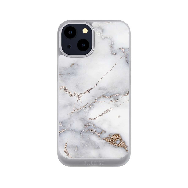 iPhone 14 NIVOpure Silberglitzer Marmorlook