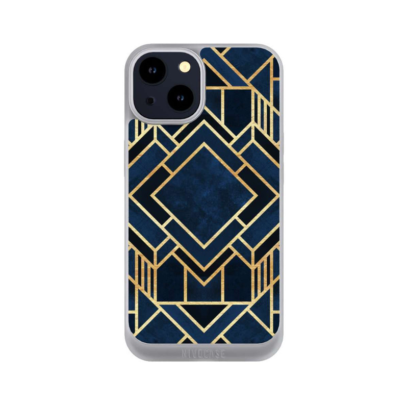 iPhone 14 NIVOpure Kunst Deko Blau Golddruck