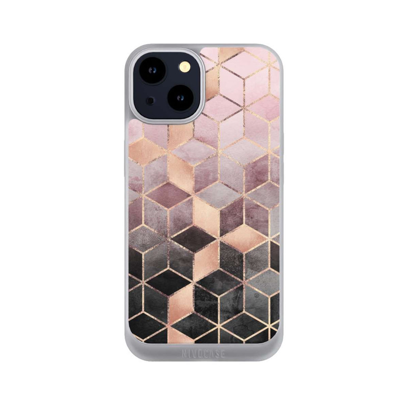 iPhone 14 NIVOpure Pink-grauer Farbverlauf Würfel Druck