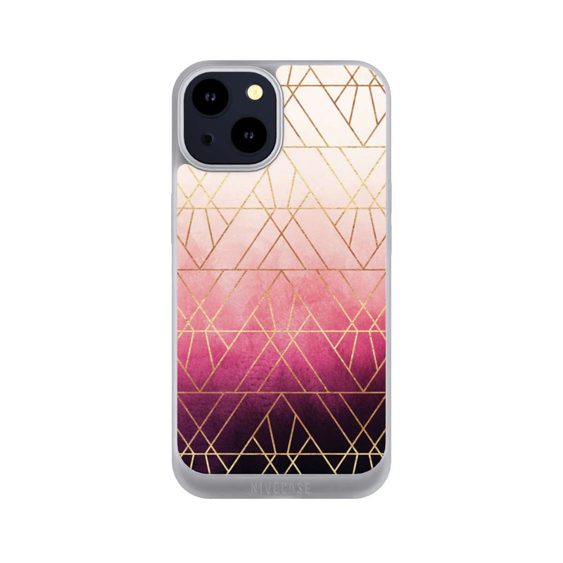 iPhone 14 NIVOpure Pink Ombre Dreiecke Golddruck