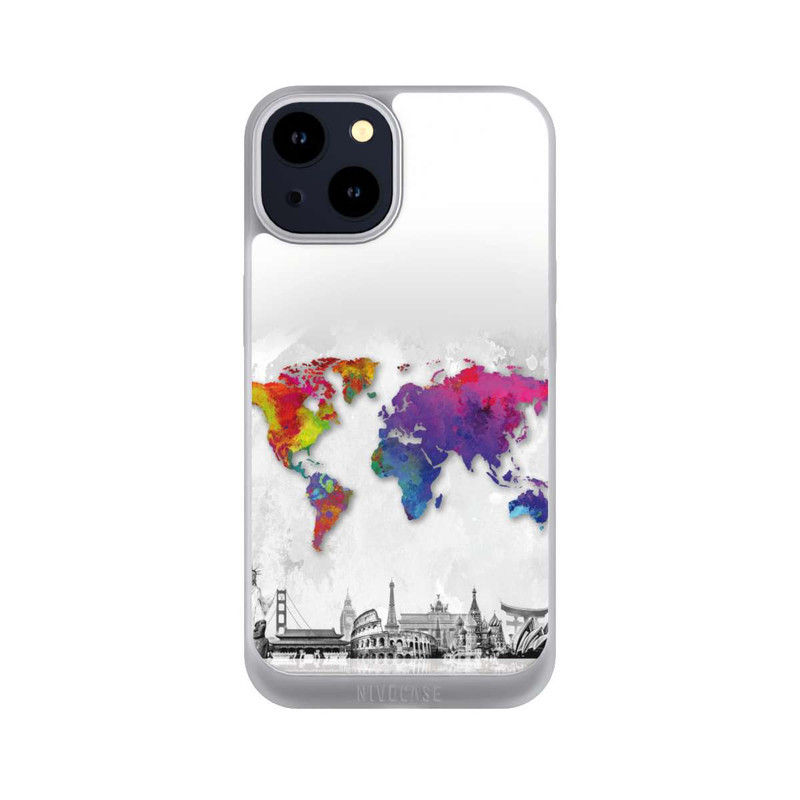 iPhone 14 NIVOpure Weltkarte mit Skyline