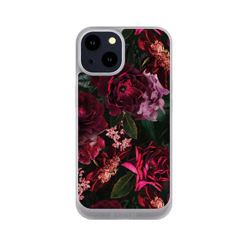 iPhone 14 NIVOpure Dunkle romantische Vintage Rosen und Pfingstrosen