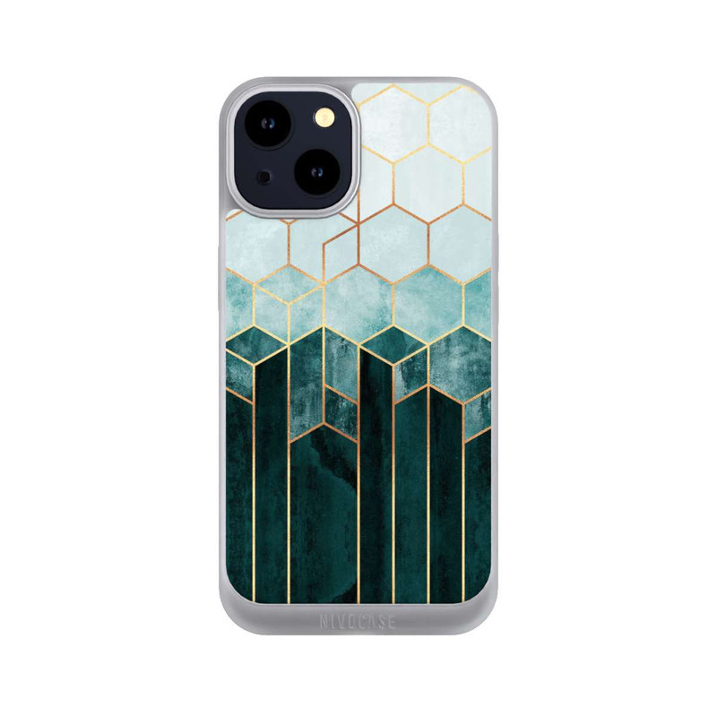 iPhone 14 NIVOpure Blaugrüne Sechsecke