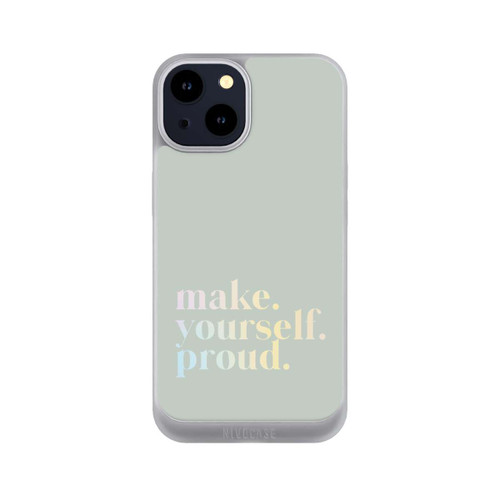 Apple iPhone 14 NIVOpure Make Yourself Proud Zitat-Minze und Farbverlauf