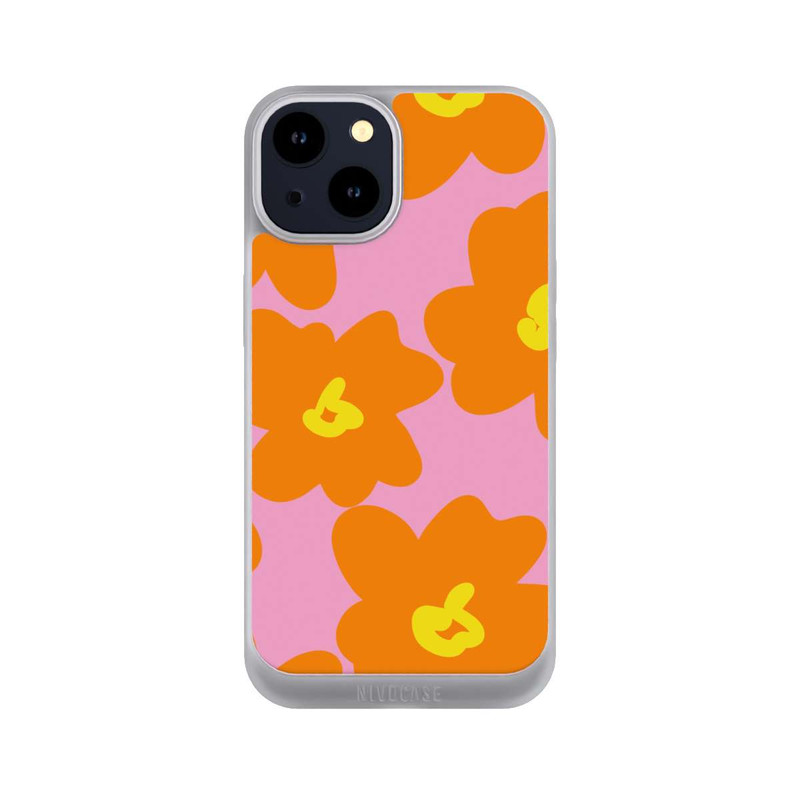 iPhone 14 NIVOpure Retro floral pattern pink and orange