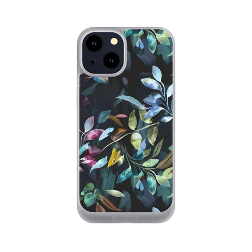 Apple iPhone 14 NIVOpure Mystische Aquarellblätter schwarz