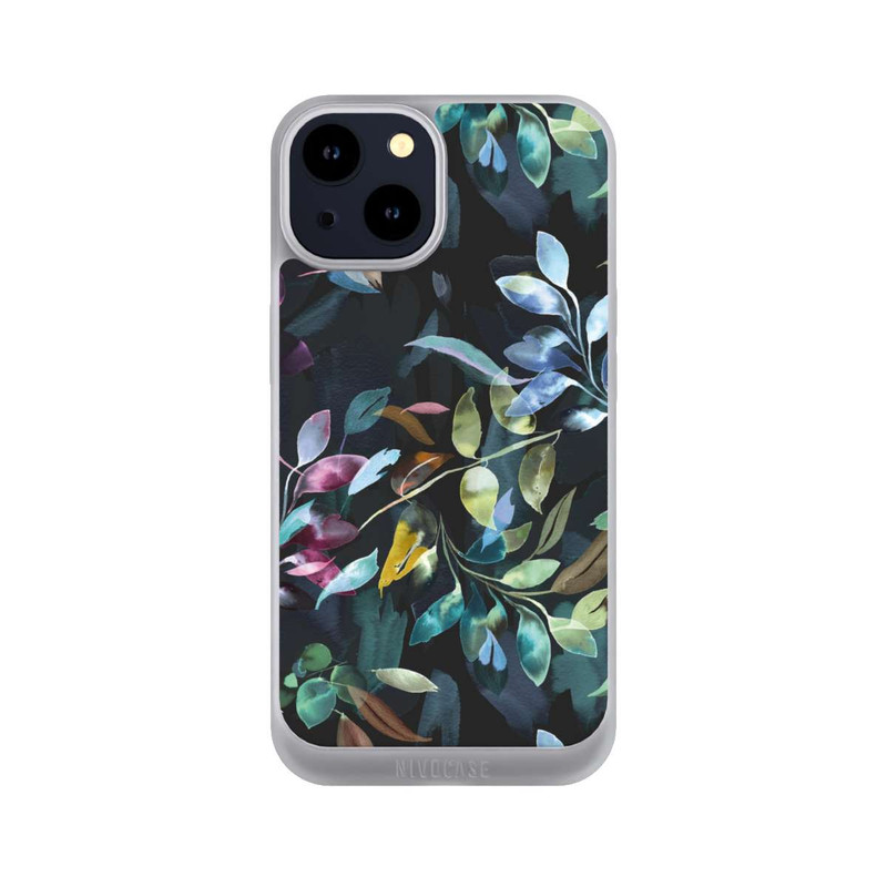 iPhone 14 NIVOpure Mystische Aquarellblätter schwarz