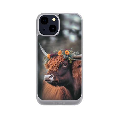 Apple iPhone 14 NIVOpure Vache des Highlands avec des fleurs avec IA
