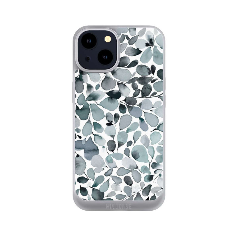 iPhone 14 NIVOpure Eukalyptus Aquarell Blätter Grau