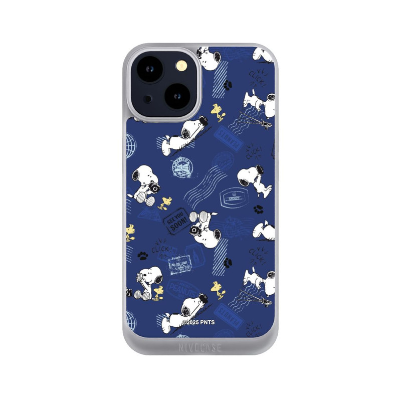iPhone 14 NIVOpure Peanuts Travel Stamps Pattern Blue
