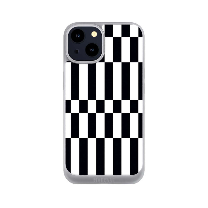 iPhone 14 NIVOpure Checked Abstract Bold Black and White Color Block
