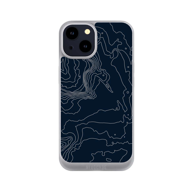 iPhone 14 NIVOpure Lignes de Contour de Montagne Sombres