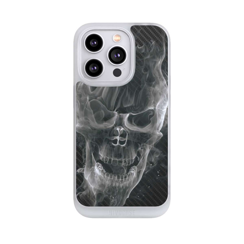 iPhone 14 Pro NIVOpure rauchender Totenkopf Carbon