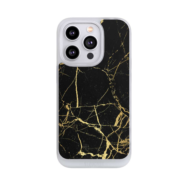 iPhone 14 Pro NIVOpure Schwarzgoldener Marmor-Look