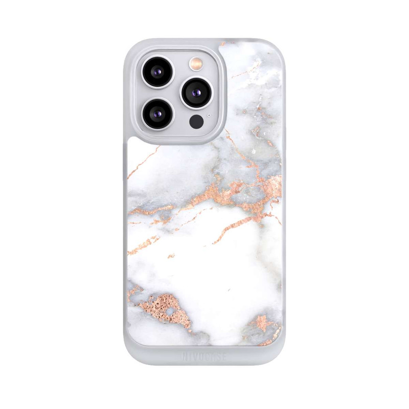 iPhone 14 Pro NIVOpure Weißer und goldener Marmorlook