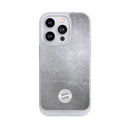 Apple iPhone 14 Pro NIVOpure Klassisches FCB Logo Klein - Weiß auf Metalllook