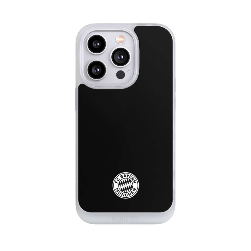 iPhone 14 Pro NIVOpure Klassisches FCB Logo Klein - Weiß auf Schwarz