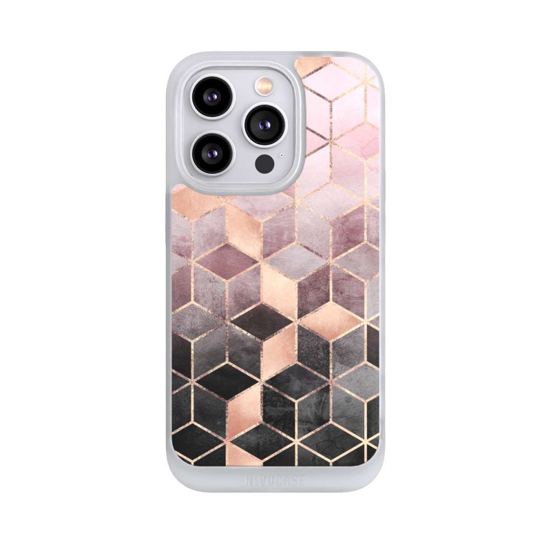 iPhone 14 Pro NIVOpure Pink-grauer Farbverlauf Würfel Druck