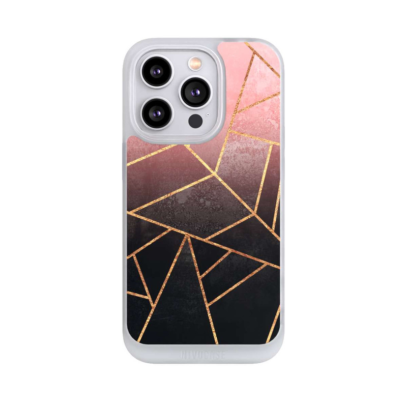 iPhone 14 Pro NIVOpure Pinker und Schwarzer Stein Gold Druck