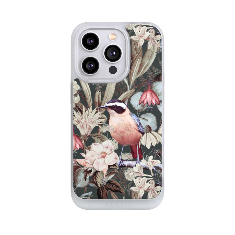iPhone 14 Pro NIVOpure Orange Bird in Vintage Flower Pattern