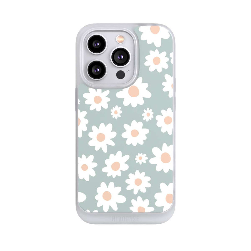 iPhone 14 Pro NIVOpure Daisy Flower Seamless Pattern Green