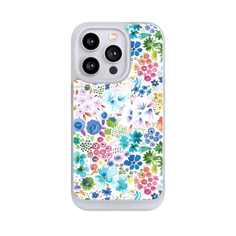 iPhone 14 Pro NIVOpure Kunstvolle kleine Frühlingsblumen blau