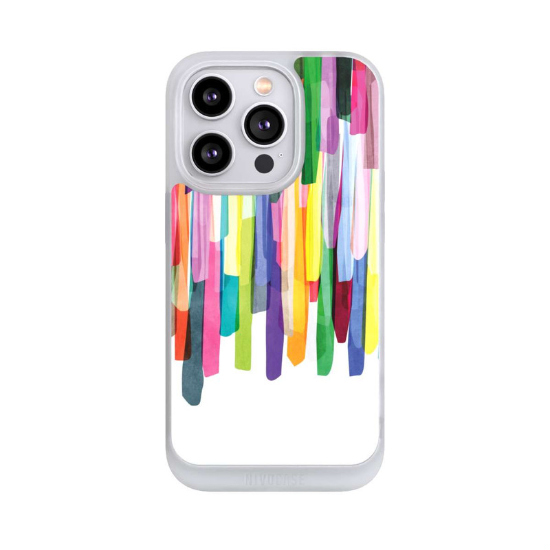 iPhone 14 Pro NIVOpure Bunte Streifen Weißer Hintergrund