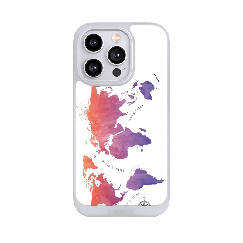 iPhone 14 Pro NIVOpure Worldmap (Watercolor) white