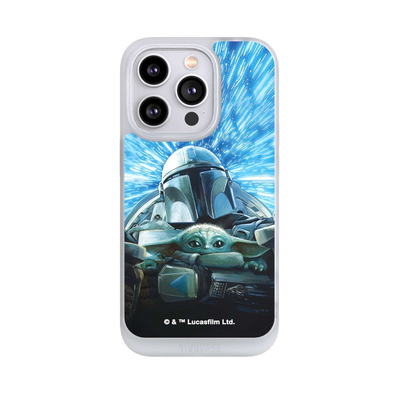 iPhone 14 Pro NIVOpure Grogu und Mando fliegen blau