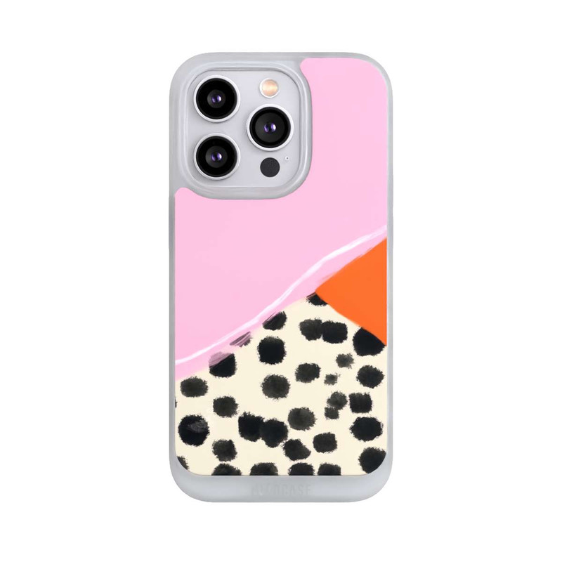 iPhone 14 Pro NIVOpure Rosa und Orange Gepunkteter Hintergrund