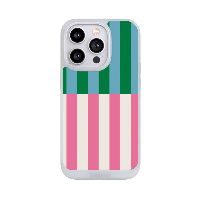 iPhone 14 Pro NIVOpure Streifenmuster Grün Rosa