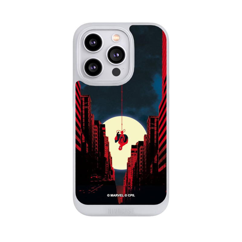 iPhone 14 Pro NIVOpure Spider-Man Marvel between Skyscrapers