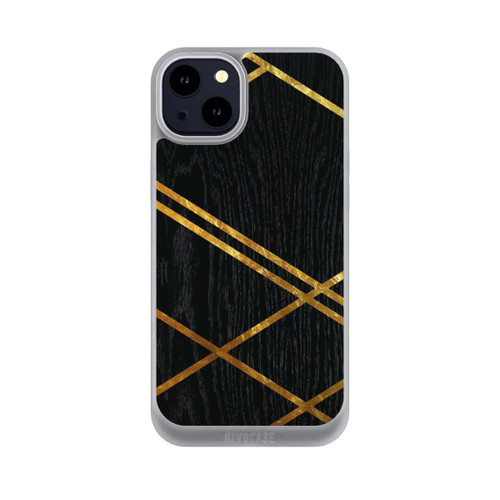 Apple iPhone 14 Plus NIVOpure Schwarzes geometrisches Muster Goldene Streifen